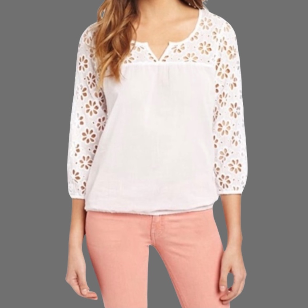 Lucky Brand White Blouse- Size Medium